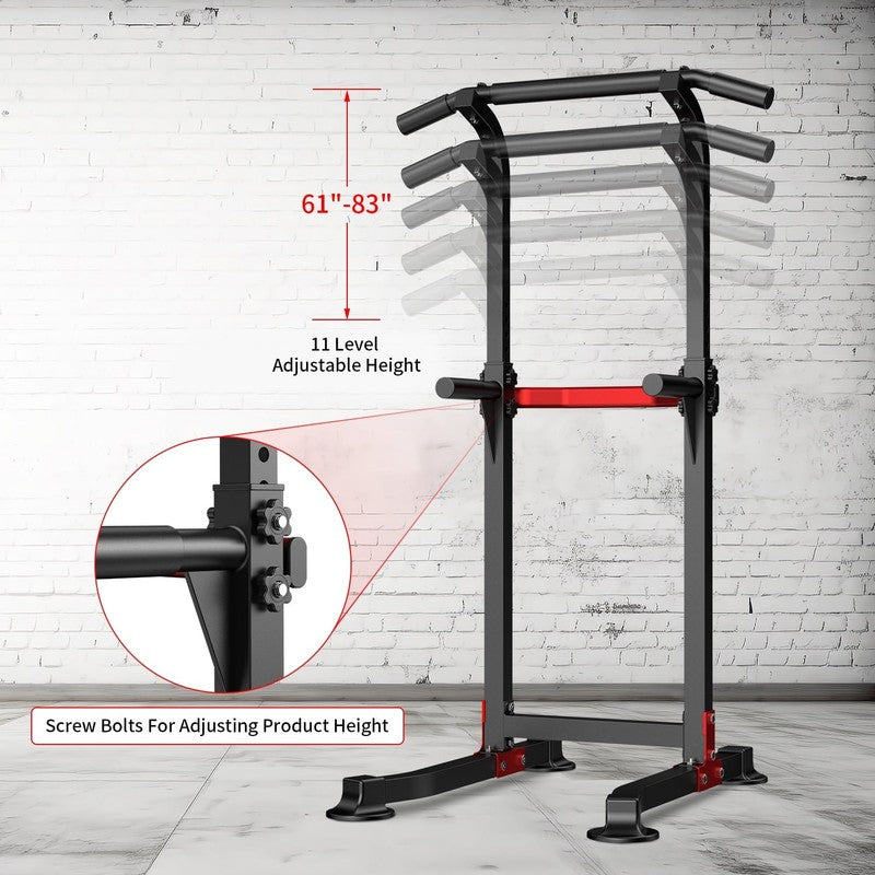 Pull up Bar Dip Station Power Tower Home Gym Equipment 300 Lb Load Steel4