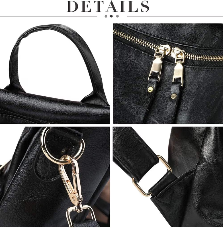 Ladies PU Leather Backpack Convertible Shoulder School Bag Large1
