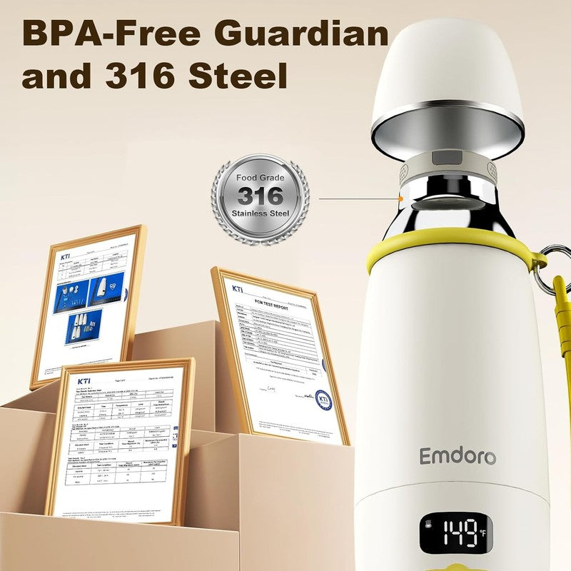 Portable Baby Bottle Warmer Fast 1.5min 98-212°F Wireless Travel6
