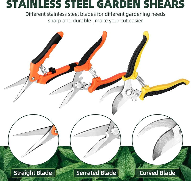 3 Pack Garden Pruning Shears, Stainless Steel Shears, Gardening Shears, Scissors1