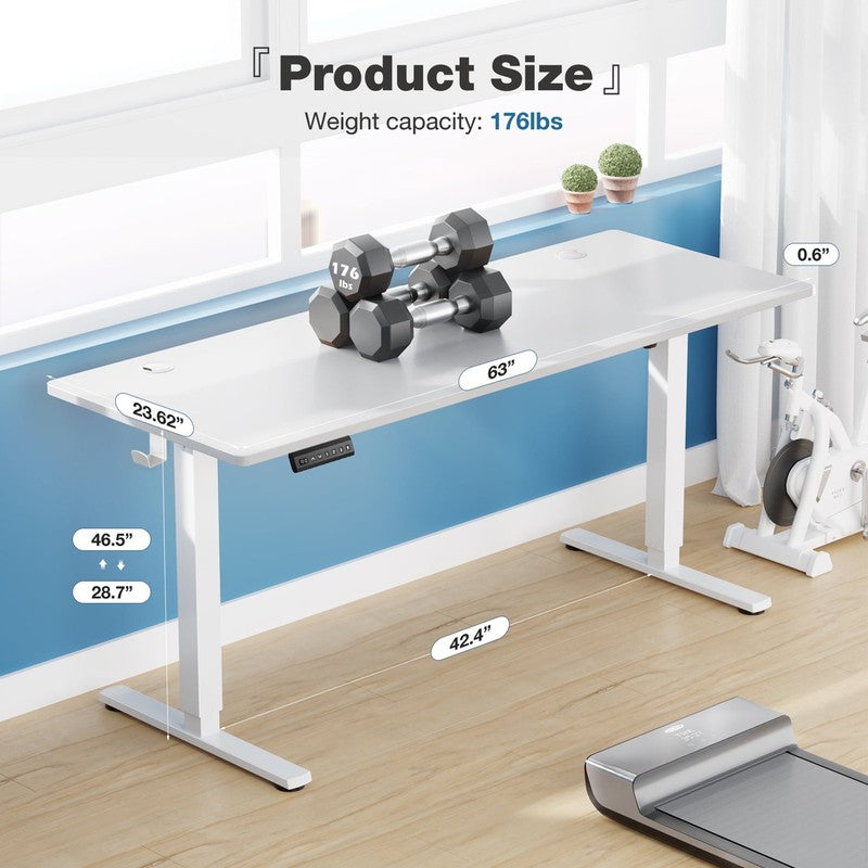 63x24in Electric Height Adjustable Standing Desk Ergonomic Memory T Shaped3