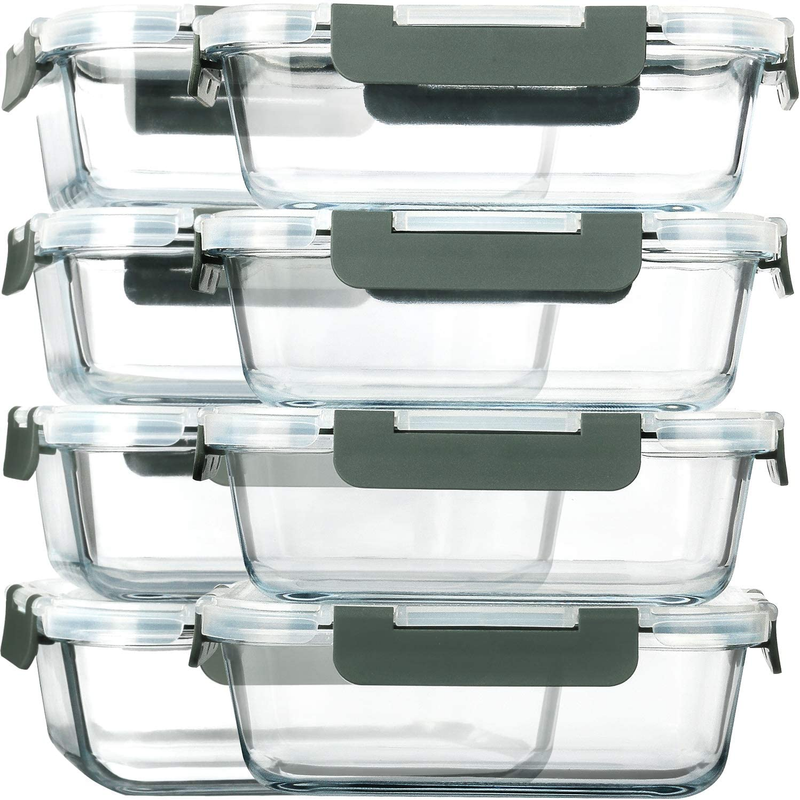 8 Pack 30oz Glass Meal Prep Containers Airtight Lids7