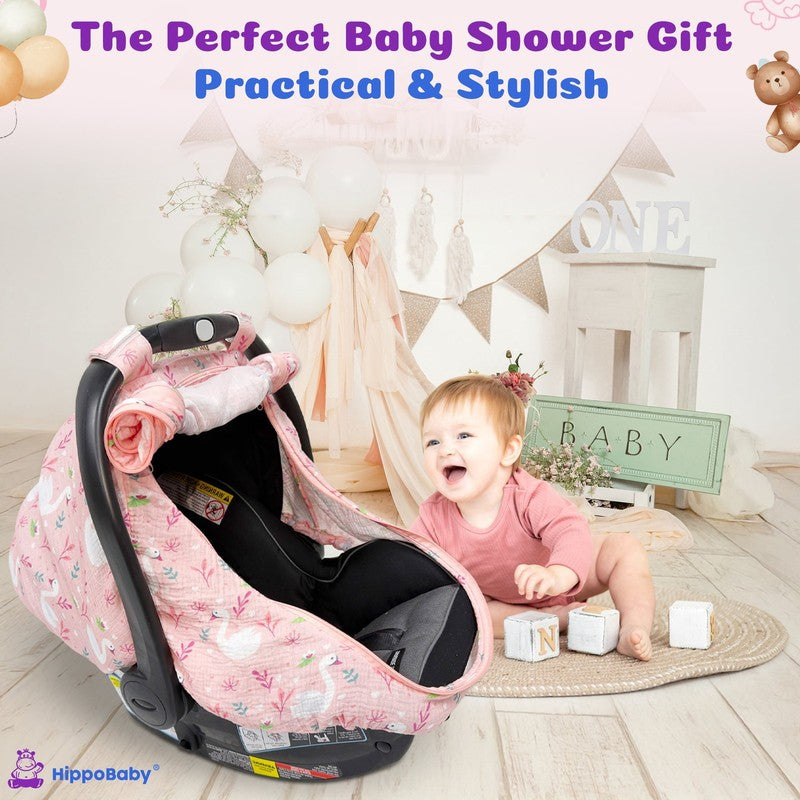 100% Cotton Muslin Breathable Infant Car Seat Cover6