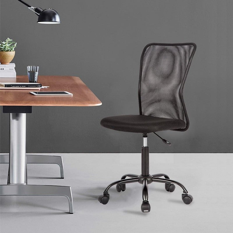 Modern Ergonomic Mesh Office Chair with Lumbar Support   Armless Black Design1