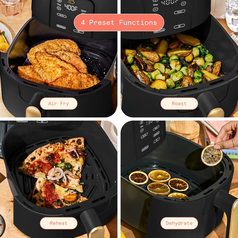 6 Qt Air Fryer w/ Turbocrisp Technology Evergood Ceramic Nonstick Black Sesame3