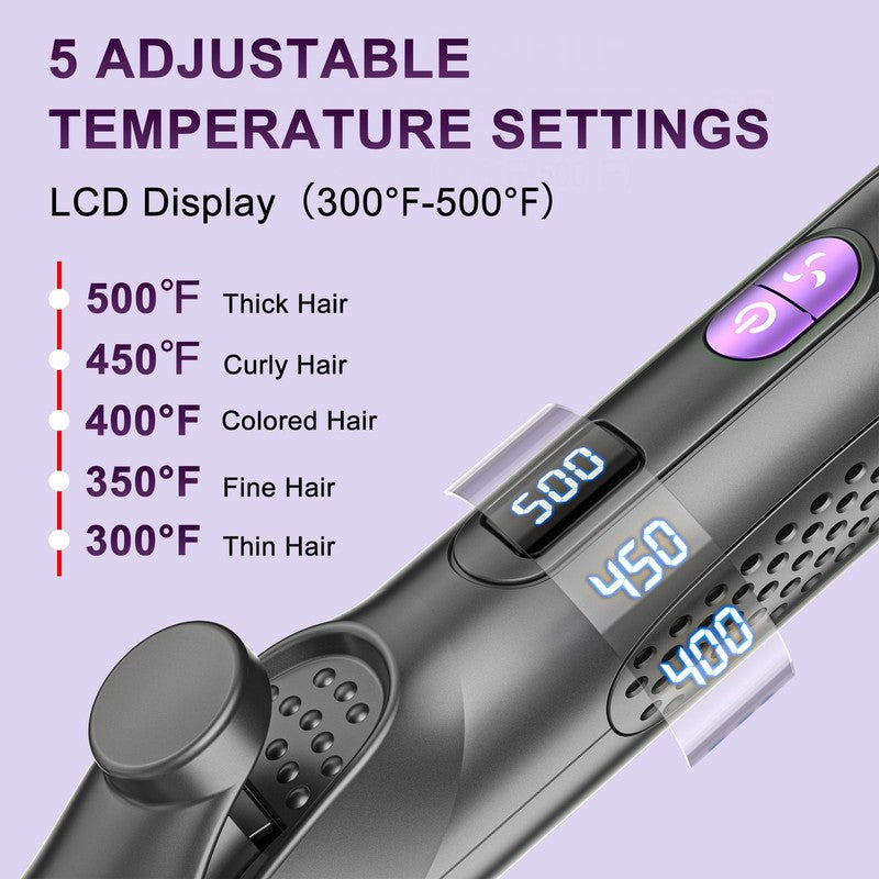 Airflow Styler 2 in1 Curling Iron Flat Hair Straightener Ionic 5 Temps Purple1
