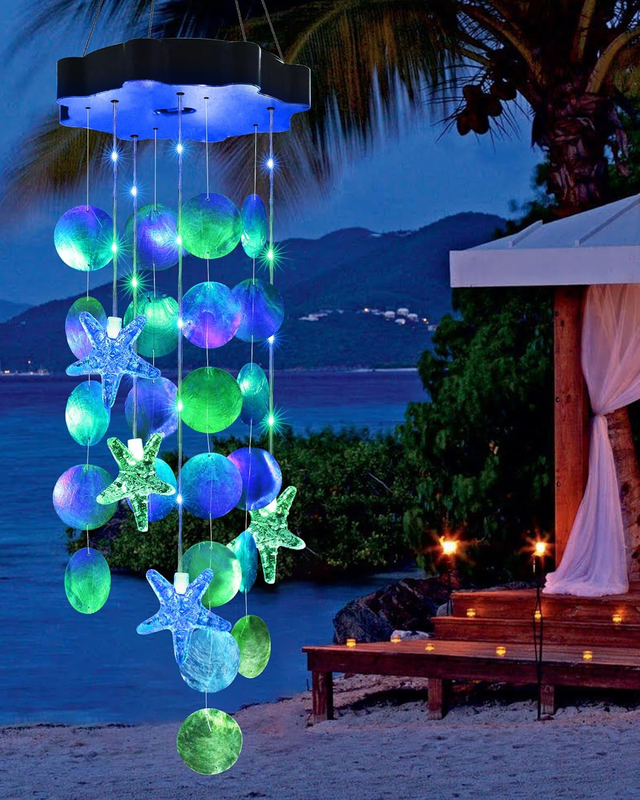 Solar Wind Chimes for Outside, Shells Light Gifts for Mom Grandma Women Wife Gir10