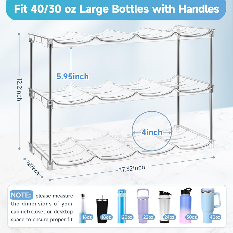 Stanley Cup 40oz Water Bottle Organizer Rack Stackable 3 Pack Holder2