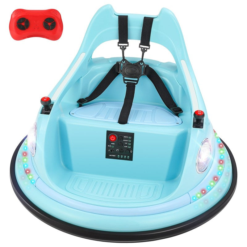 12V Light Blue Toddler Bumper Car 360° Spin Remote Control 5 LED Lights3