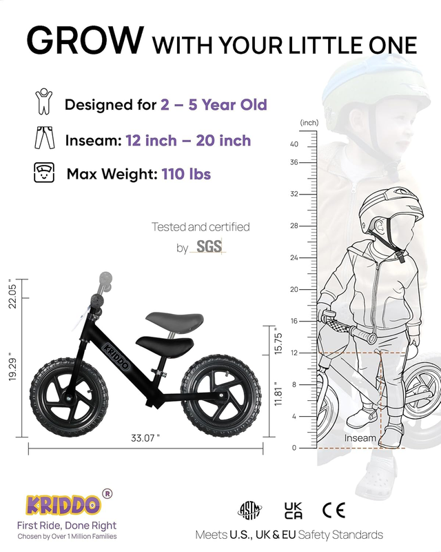Toddler Balance Bike 12 Inch 2-5 Years Push Bike Custom Plate Night Kids2