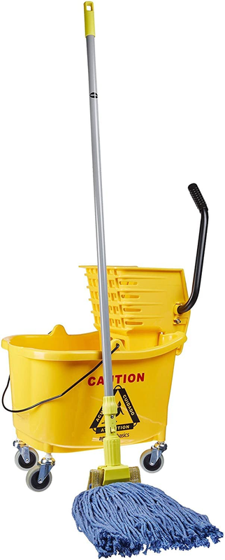 Side Press Wringer Combo Commercial Floor Cleaning Rectangular Mop Bucket on Whe7