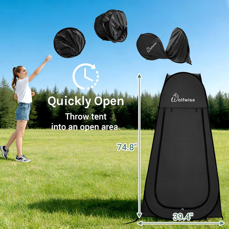 Pop Up Shower Tent Camping Portable Privacy Changing Ventilated Carry Bag Black3