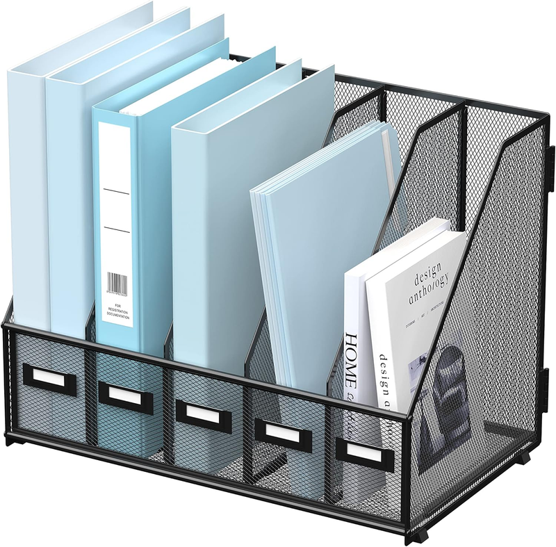 Desk Organizers Metal Desk Magazine File Holder with 5 Vertical Compartments Rac7