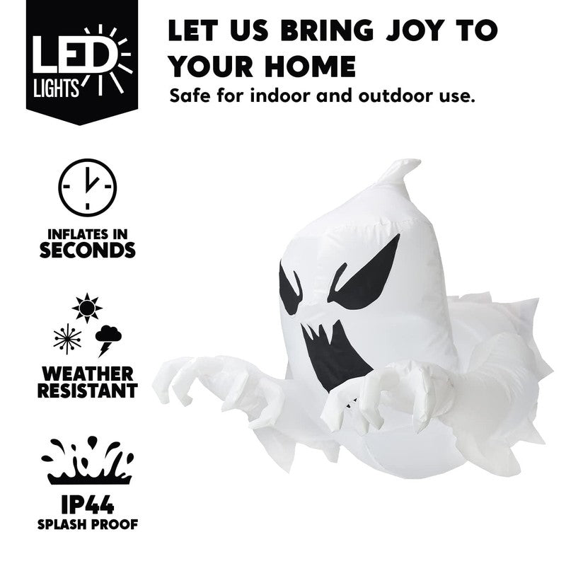 4.5Ft Halloween Inflatable Flying Ghost w/ LED Window Yard Lawn Decor5
