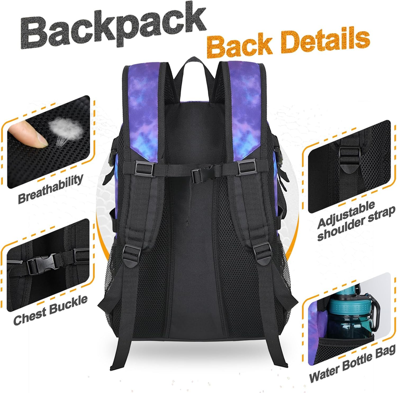 Soccer Basketball Backpack w/ Ball & Shoe Compartment Sports Travel Bag4