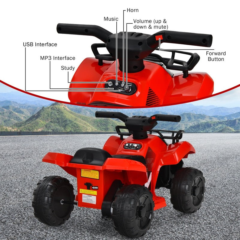 6V Kids ATV Quad Electric Ride on Car Toy Toddler W/Led Light&Mp3 Rose6