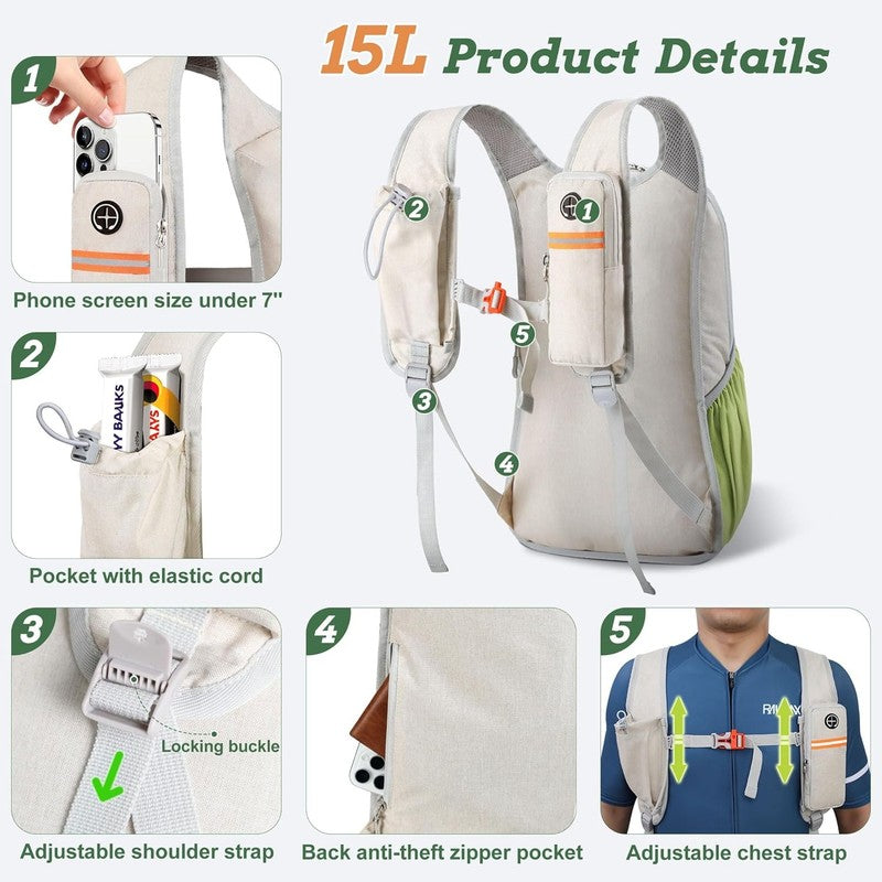 15L Small Hiking Backpack for Men Women Foldable Packable Back Pack Ultralight H1