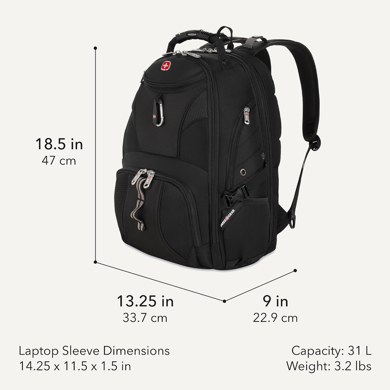 Sion 2Pc Carry On Spinner Luggage Set w/ 17in Laptop Backpack Black1