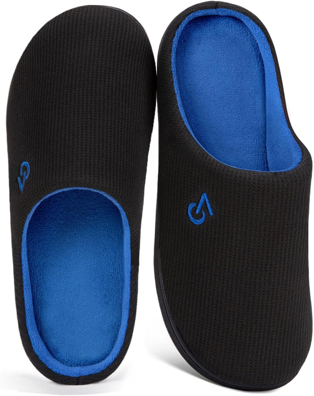 Men'S Two Tone Memory Foam House Slippers Indoor Outdoor Durable Rubber Sole8