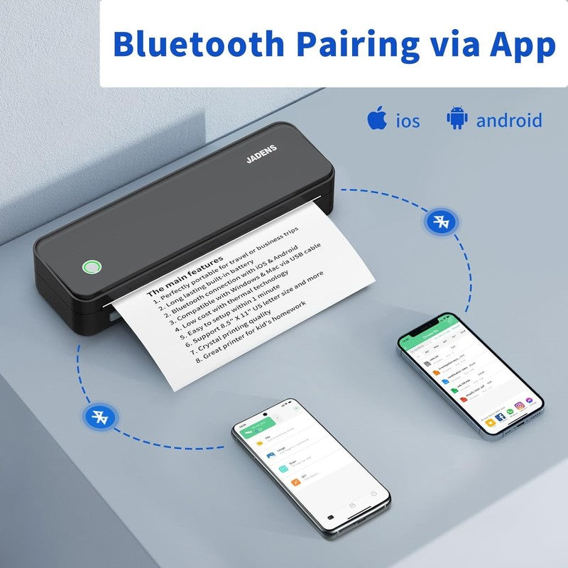 Portable Bluetooth Thermal Printer - Wireless Inkless Printing for Travel & Home1