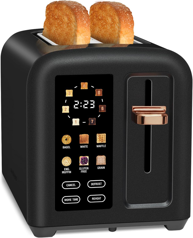 Dark Chocolate 2 Slice Touch Control Toaster - LCD, Wide Slots, 1350W, Fast9