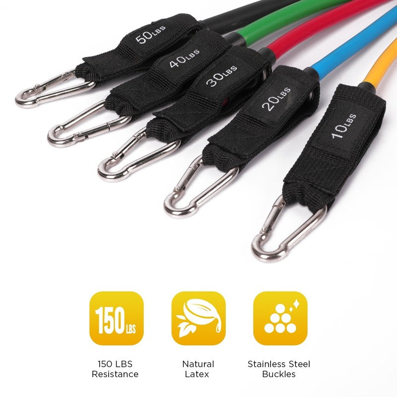 150Lb Resistance Bands Set with Door Anchor & Handles for Home Gym Fitness7