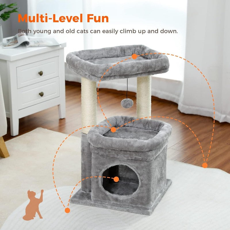 Cat Tree Tower for Indoor Cats with Condo, Sisal Scratching Posts & Pom Pom4