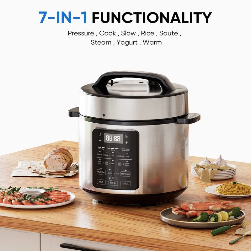 6Qt 7-in-1 Electric Pressure Cooker Multi-Function Stainless Steel Pot1