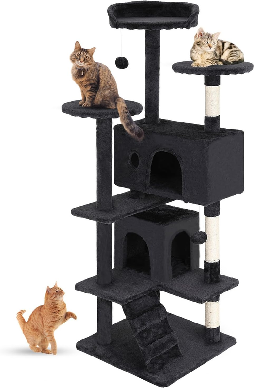 54" Cat Tree Tower   Multi Level Scratching Post & Cozy Condo for Indoor Cats8