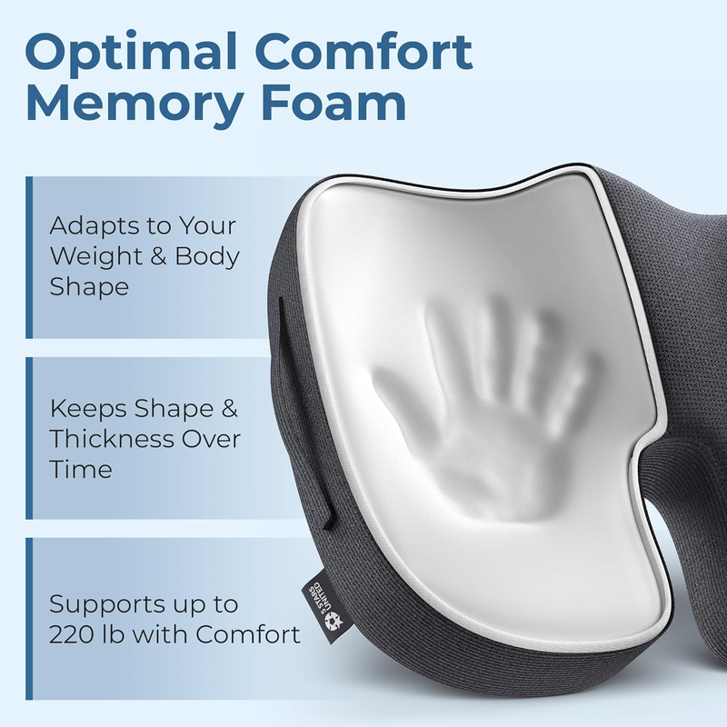 Ergonomic Seat Cushion Memory Foam Office Chair Car Airplane Black3