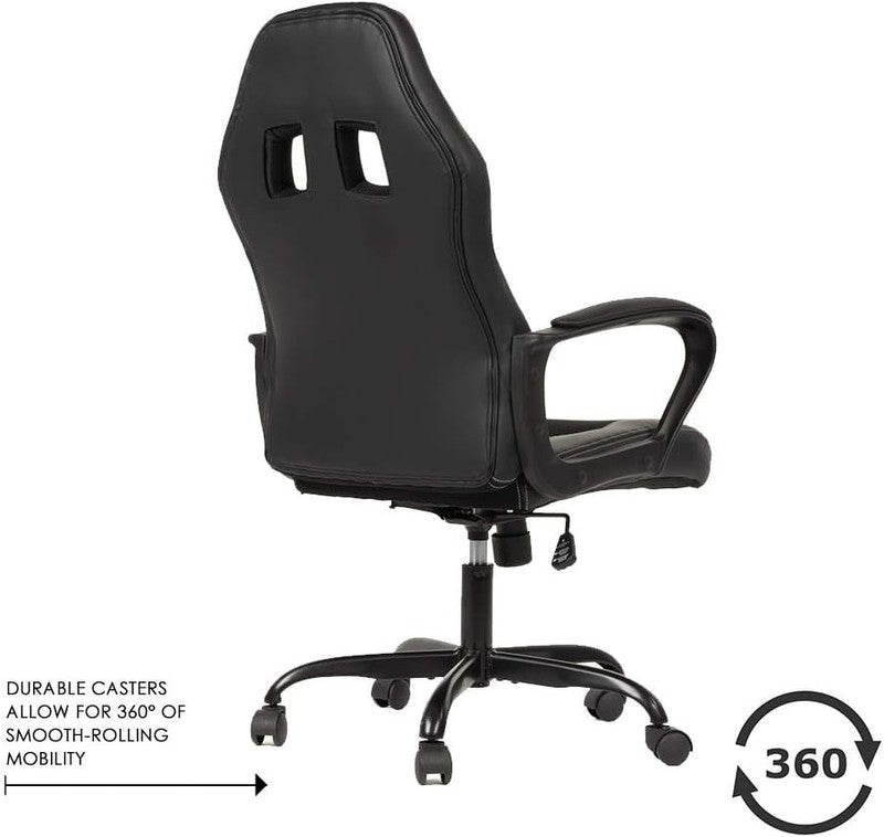 Ergonomic Gaming Desk Chair with Lumbar Support   PU Leather, Black4