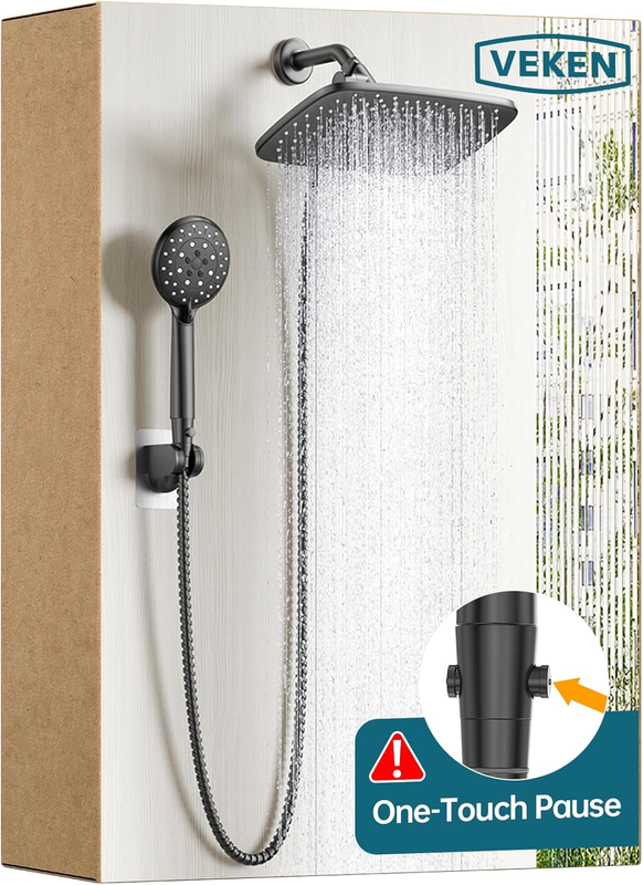 11.8" Rain Shower Head & Handheld Combo, 5-Mode High Pressure Matte Black8
