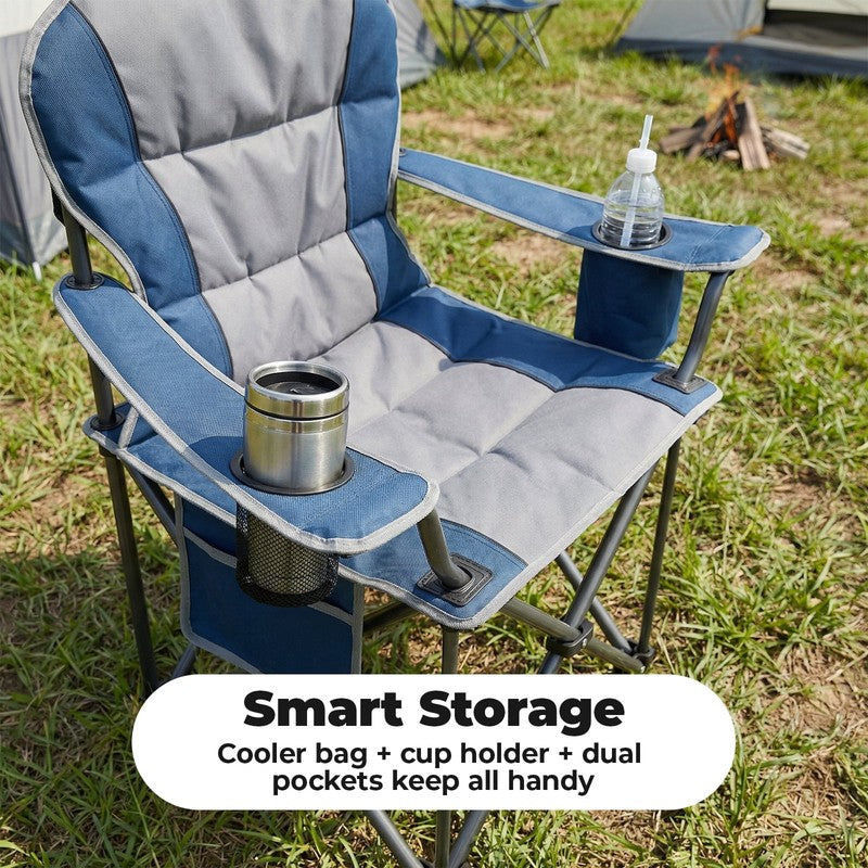 Oversized Camping Folding Chair 500Lbs Heavy Duty with Cooler Cup Holder4