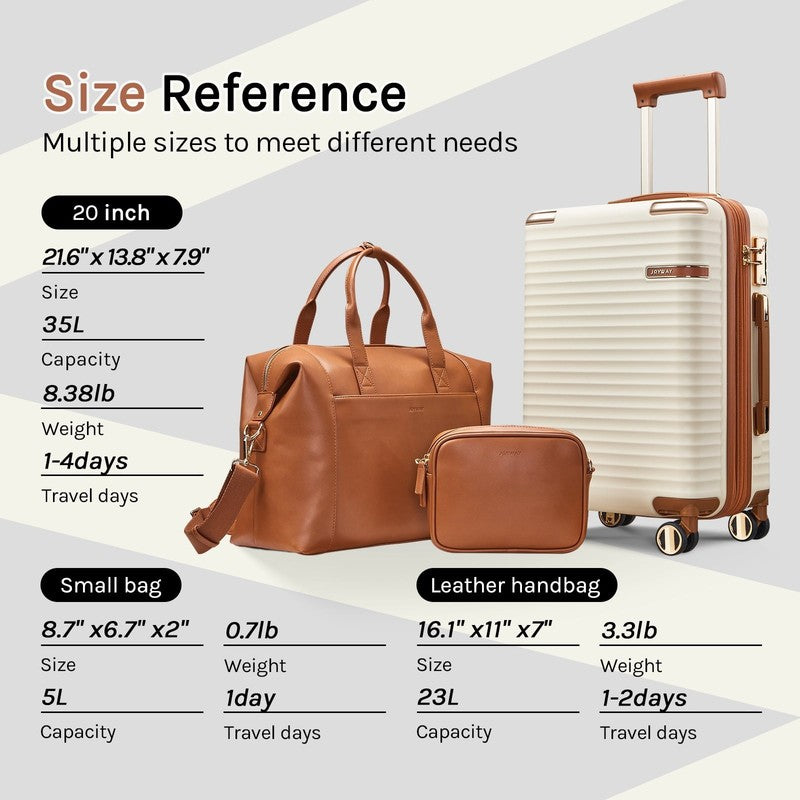 3Pc Carry On Luggage Set TSA Lock Spinner Wheels Leather Travel Bag7