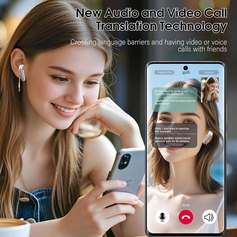 AI Translator Earbuds 164 Languages Bluetooth 5.3 Iron Gray No Sub3