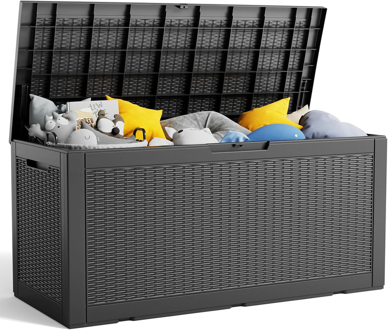 100 Gallon Lockable Resin Deck Box   Waterproof Storage for Tools & Furniture10