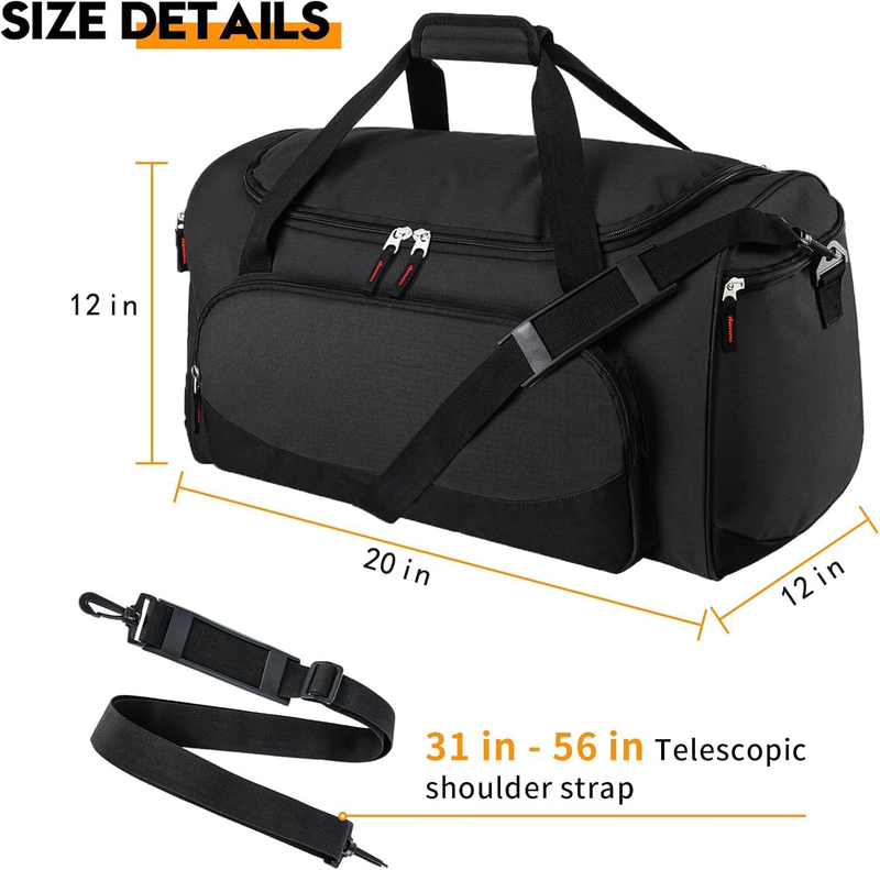 50L Gym Bag for Men Large Duffle Bag Travel Workout Fitness Sports Black3