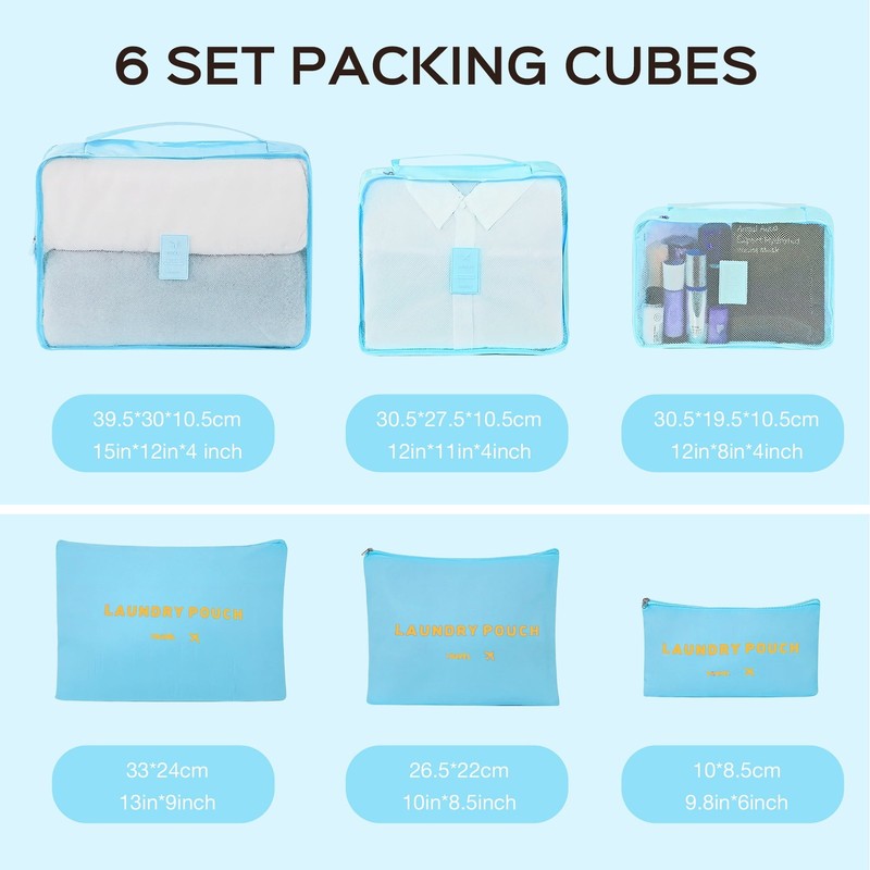10 Piece Luggage Set Hardside Spinner Suitcase 28 24 20 Inch Backpack Cubes Blue1