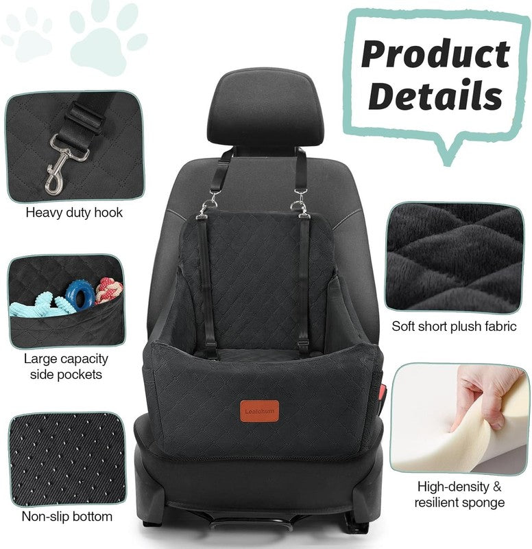 Dog Car Seat up to 35lbs Washable Memory Foam Anti Slip Black Medium1