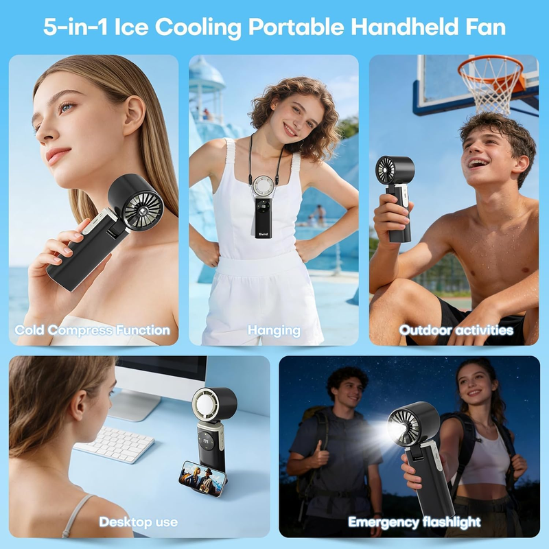 Ice Cooling Fan 6000mAh 20H Battery Turbo 20000RPM Rechargeable Black5