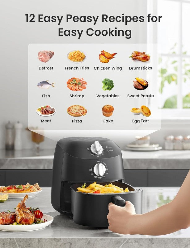 2.1QT Compact Air Fryer 12 Menu Options Adjustable Timer Nonstick Basket2