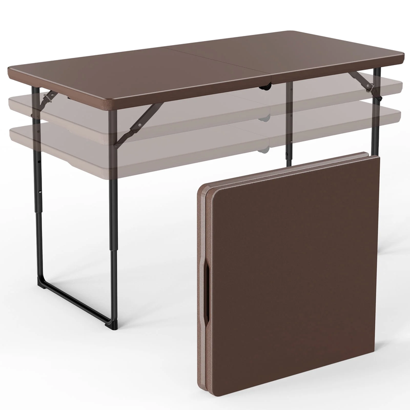 4FT Folding Table, Adjustable Height 23–29In, Heavy Duty Portable Table, Waterpr9