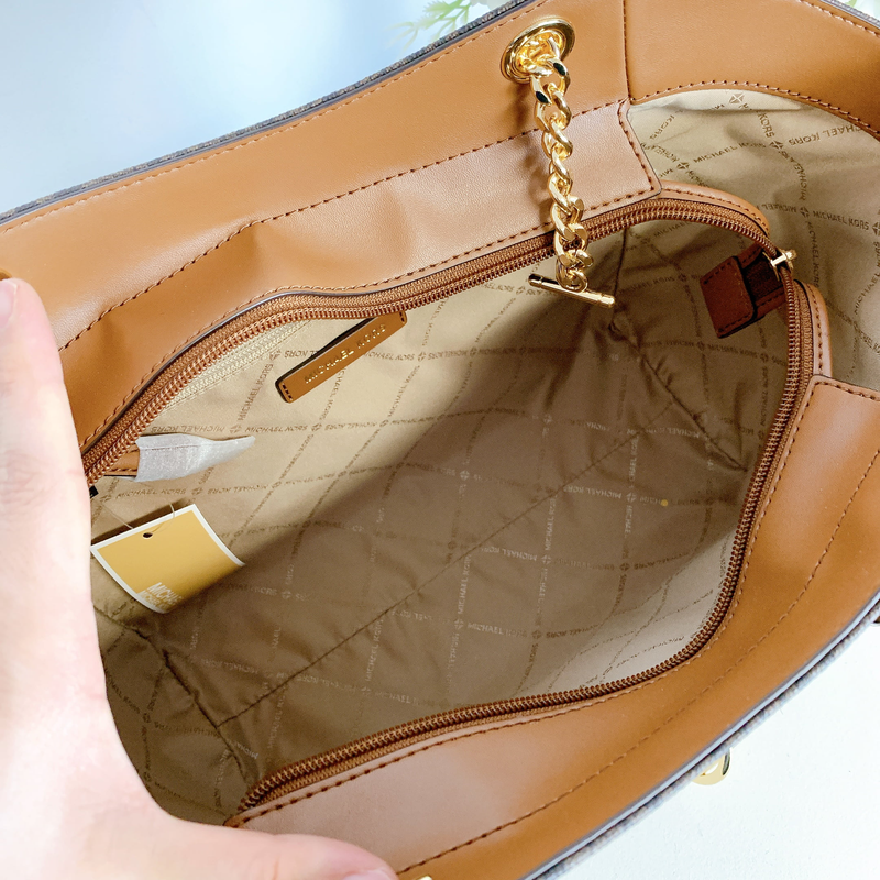 Jet Set Chain Large Shoulder Tote Bag Brown MK Signature6