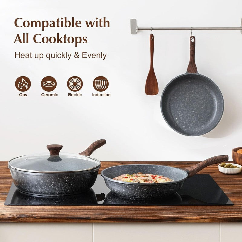 Nonstick Frying Pan Skillet, Swiss Granite Coating Omelette Pan, Healthy Stone C2
