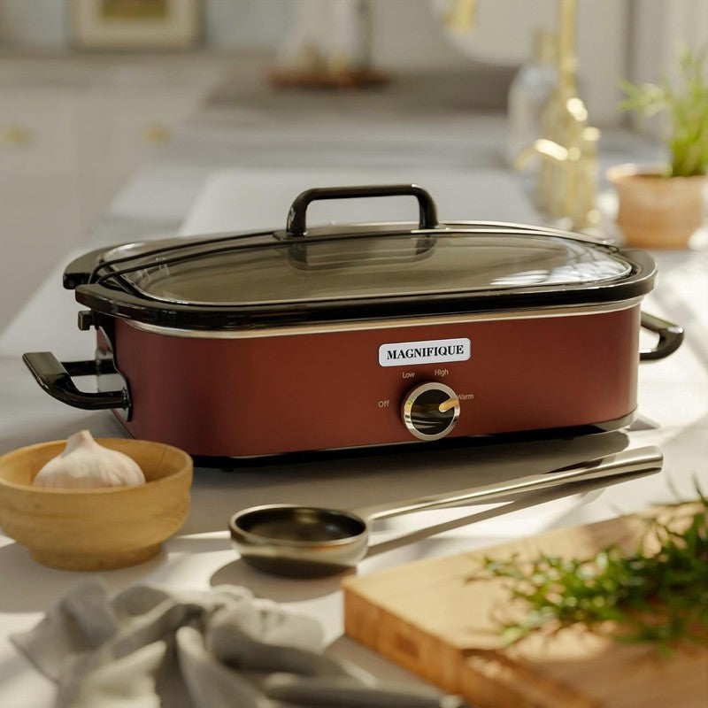 4QT Slow Cooker w/ Ceramic Nonstick Dish Temp Control Glass Lid1