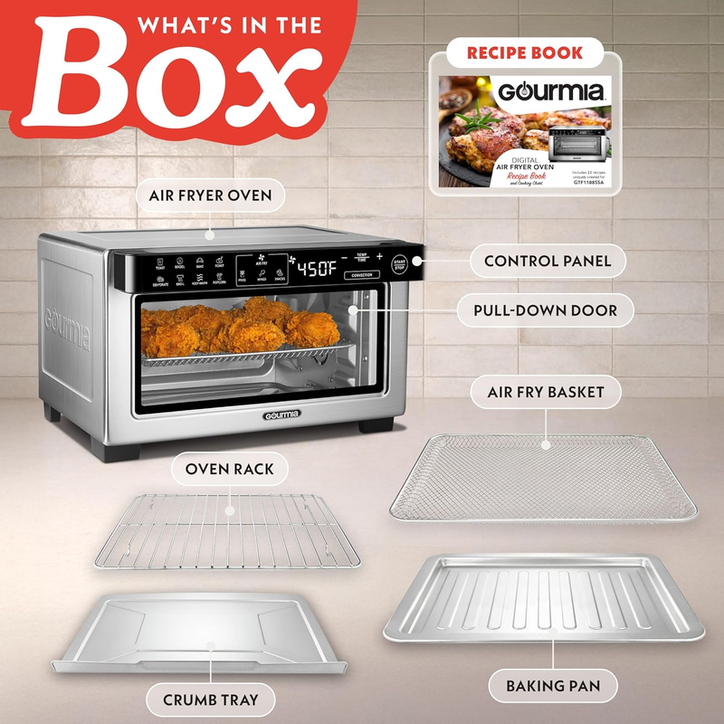 Digital Air Fryer Toaster Oven 4 Slice Convection 12 Presets Bake Roast Broil3