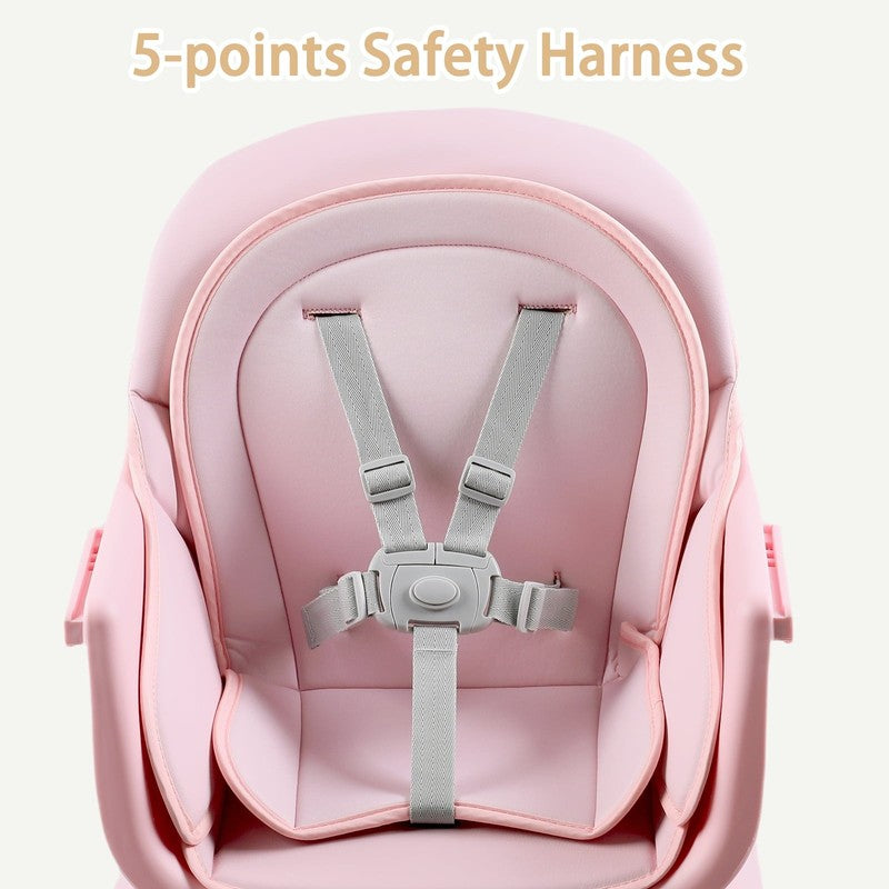 8 in 1 Baby High Chair, Toddler Dining Booster Seat for Eating, Pink White5