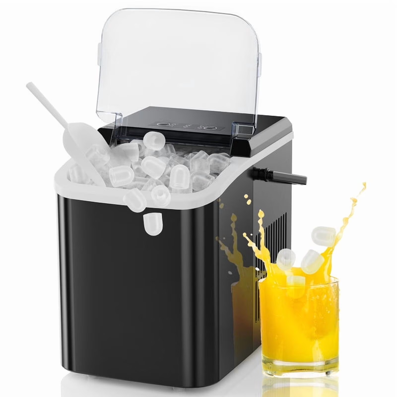 Countertop Ice Maker, 9 Bullet Ice Cubes in 6 Mins, 26Lbs/24H, W/ Scoop & Basket7