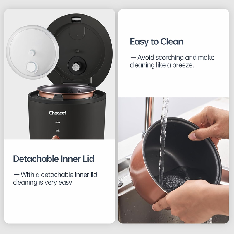 Mini Rice Cooker 2 Cups Uncooked, 1.2L Rice Cooker Small with Non Stick Pot, Por5