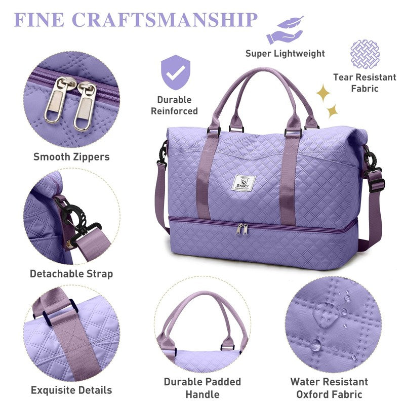 Travel Duffle Bag Weekender Bags for Women with Shoe Compartment Carry on Overni7